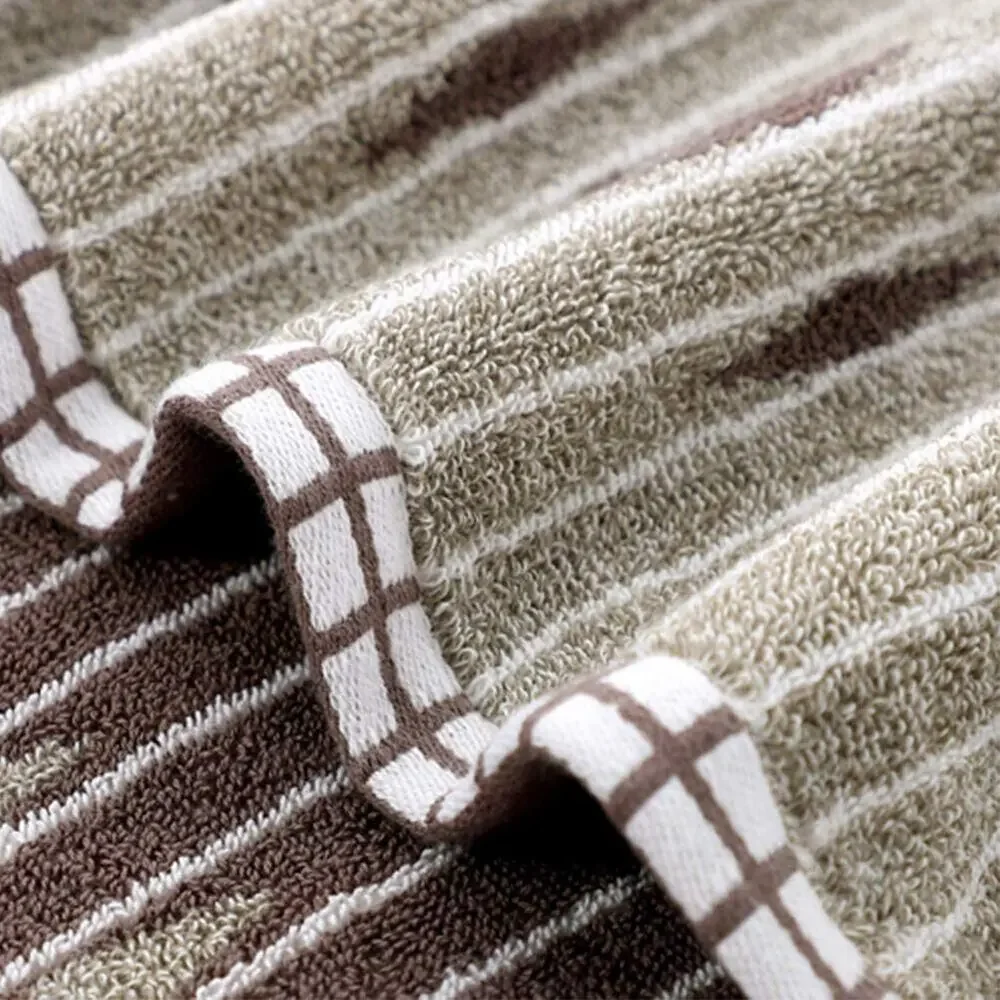 Hand Towels Set Of 2 100% Cotton Striped Pattern Absorbent Soft Decorative Towel